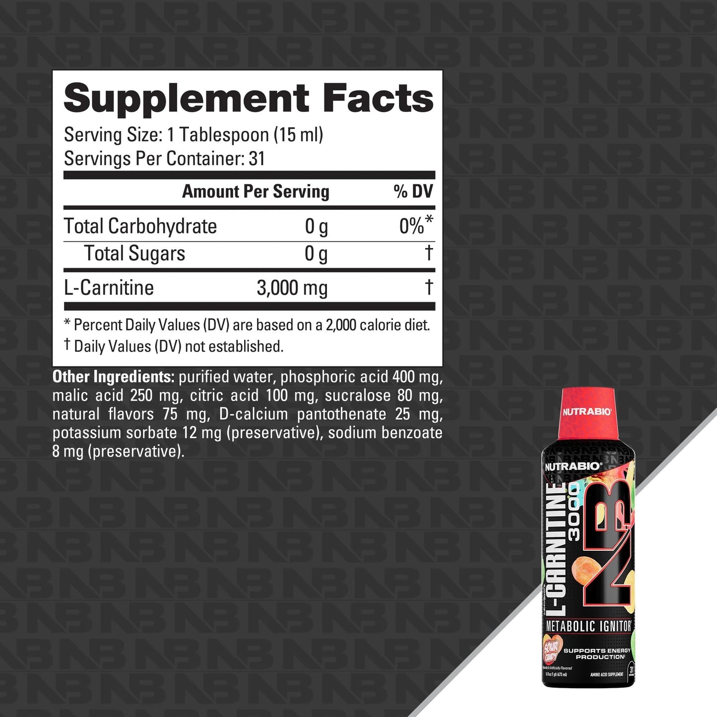 NutraBio – L-Carnitine Liquid Shots – 3000mg, (Green Apple) – 10mg of Vitamin B-5 – Zero Carbs & Sugars – Energy Production – Muscle Recovery