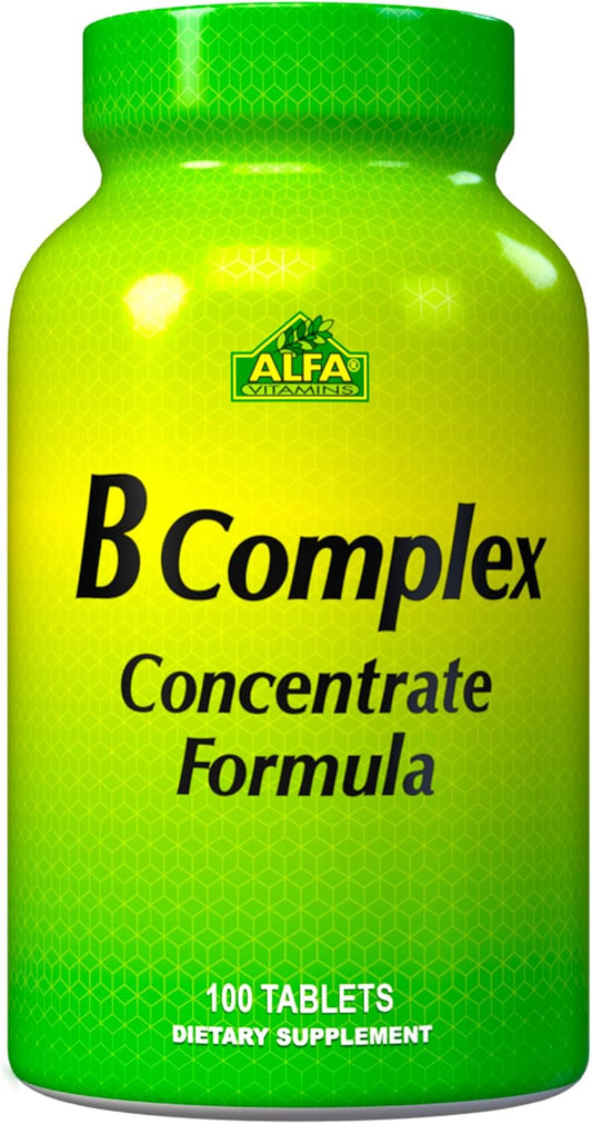 ALFA VITAMINS B Complex Formula - Daily Nutritional Supplement - B Vitamins for a Healthier Heart and Nervous System, and Natural Energy Increase - 100 Tablets