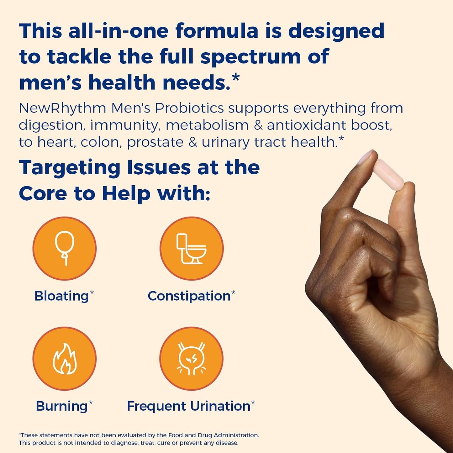 NewRhythm Probiotics for Men, with Prebiotics, Selenium, Digestive Enzymes, Akkermansia Muciniphila, Cranberry Extract, 150 Billion CFU, Digestive, Colon, Immune, Men's Health, 60 Vegan Caps