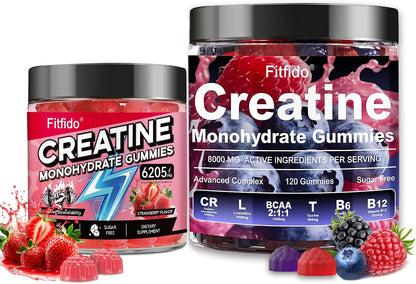 Creatine Monohydrate Gummies in Multiple Flavors – Support for Muscles, Strength & Wellbeing – Vegan, Sugar Free, 2-Pack Supplement Bundle