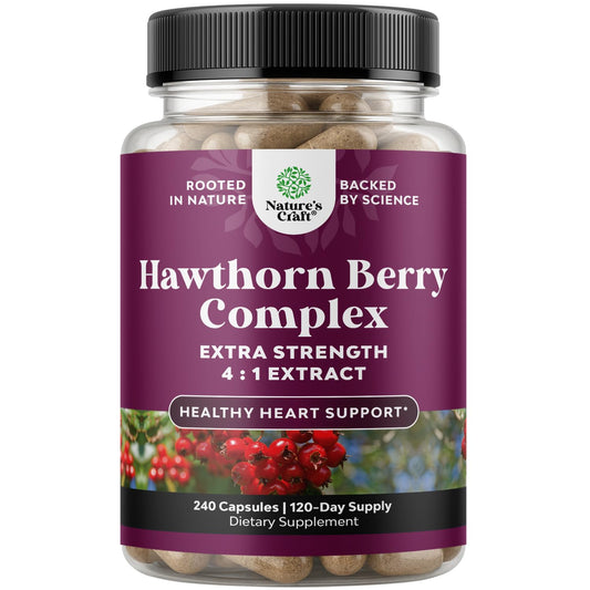 High Strength Hawthorn Berry Capsules - Pure Antioxidant Hawthorn Berry Supplement with Leaf & Flower Extract 4:1 for Healthy Heart & Digestion - Energy Support for Men & Women - 120 Count Pack