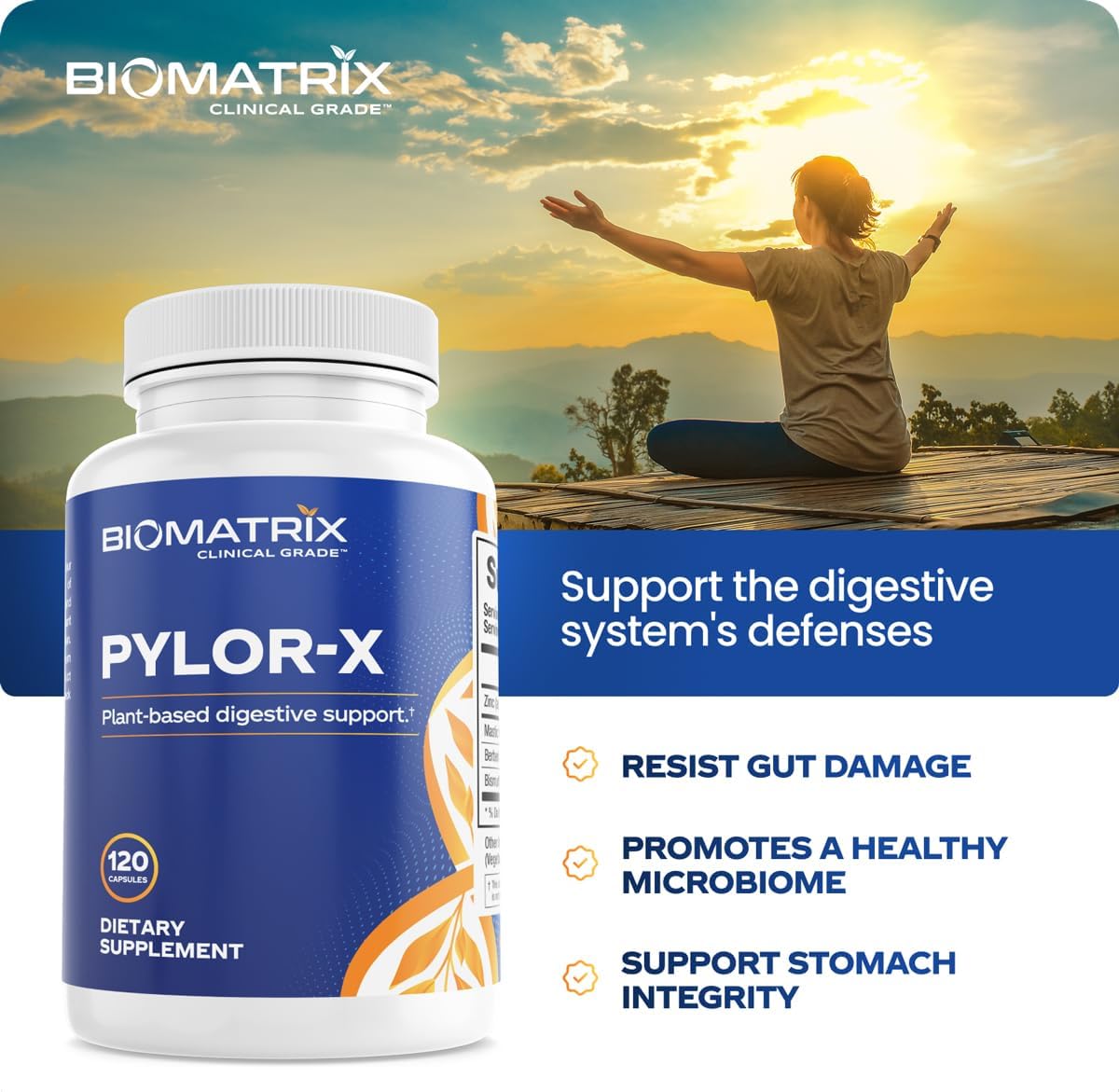 BioMatrix H Pylori Supplement, Mastic Gum, Berberine, Zinc Carnosine & Bismuth Salts, Probiotic Alternative, Gut Formula, 120 Capsules, 30-60 Day Supply