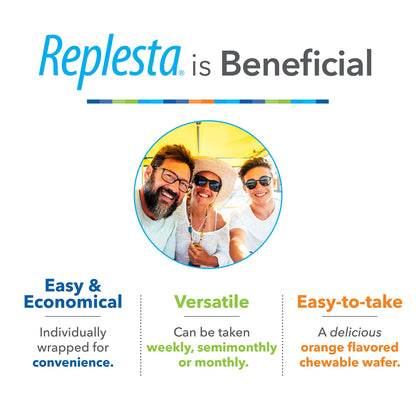 Replesta 50,000 IU Vitamin D3 Cholecalciferol, for Vitamin D Deficiency, Once-Weekly Chewable Wafer, Non-GMO, Natural Orange Flavor, 8 Count (Pack of 1)