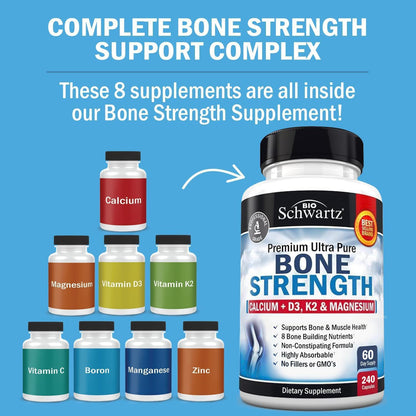 Bone Strength Supplement for Women & Men, 120 Capsules