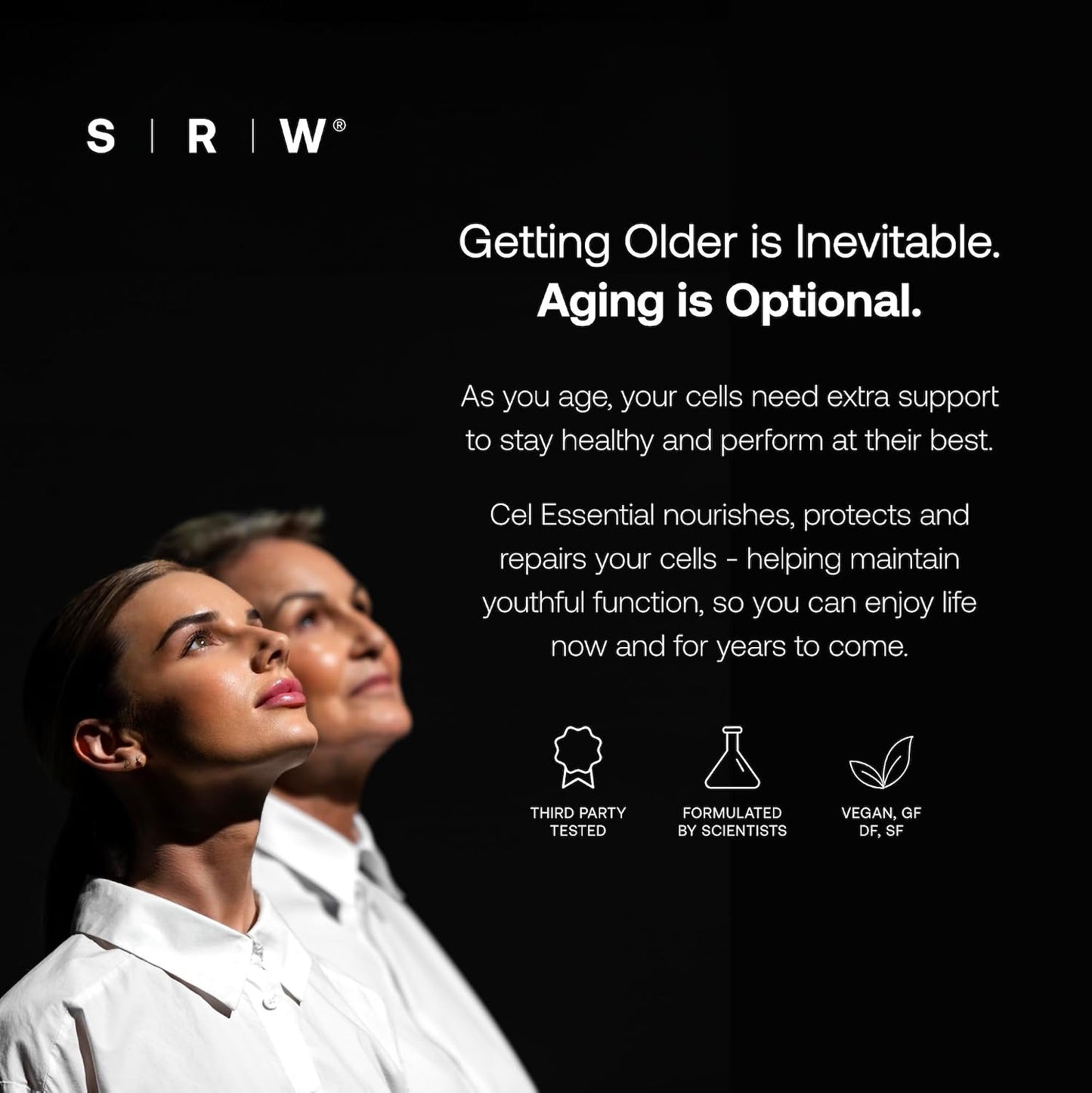 SRW Cel Essential | Wellness Supplement for Healthy Aging and Longevity | Supports Energy, Mental Performance + Muscle Health | 17 Vitamins & Minerals | Suitable for All Ages | 60 Capsules