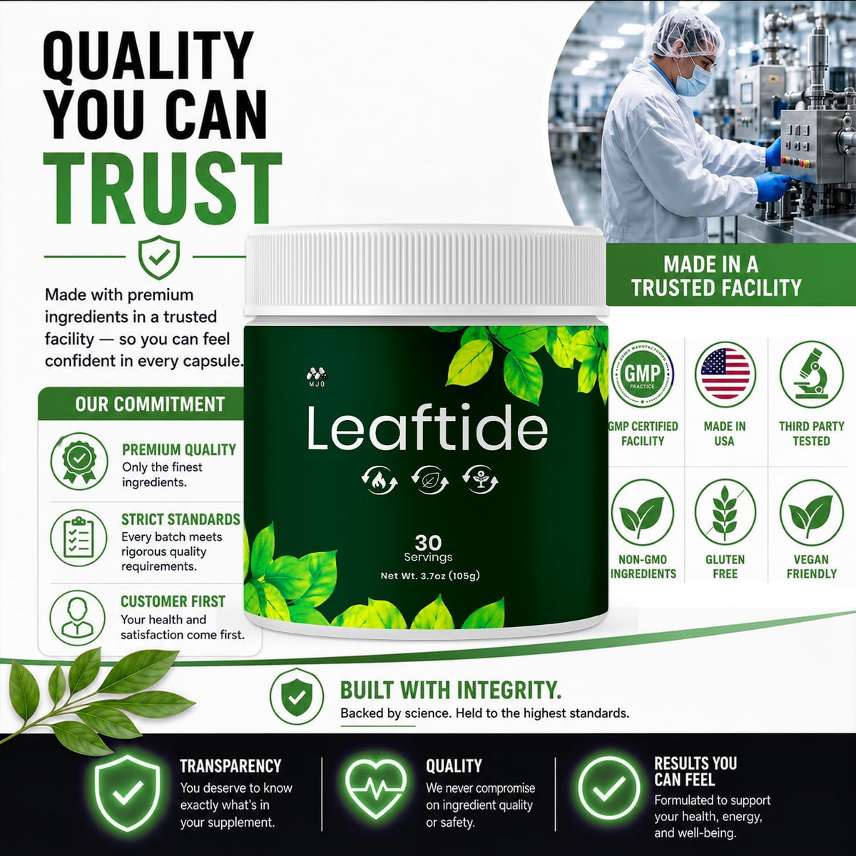 Leaftide Powder, Leaf Tide Weight Management Supplement 3-Pack, 90 Servings