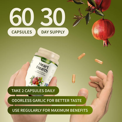 Snap Supplements Heart Health Support Supplement with Beets, 90 Capsules | Botanical Support for Heart Health, Healthy Circulation, and Nitric Oxide Levels, Vegan, Non-GMO (Packaging May Vary)