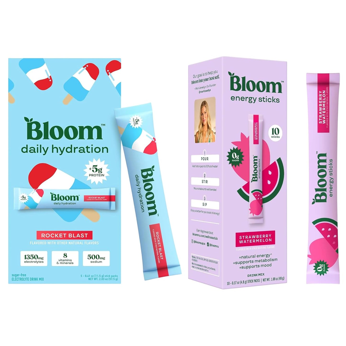 Bloom Energy Sticks Strawberry Watermelon and Hydration Sticks Rocket Blast Bundle