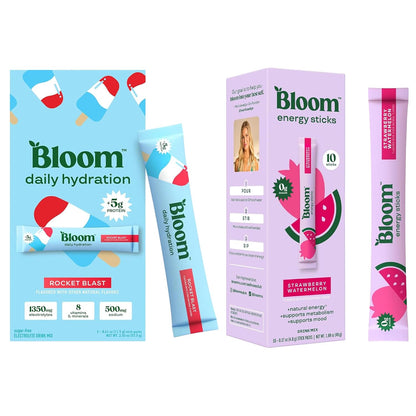 Bloom Energy Sticks Strawberry Watermelon and Hydration Sticks Rocket Blast Bundle