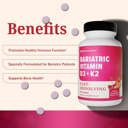 Bariatric D3 K2 Dissolvable Tablets - 90 Cherry-Strawberry Tablets