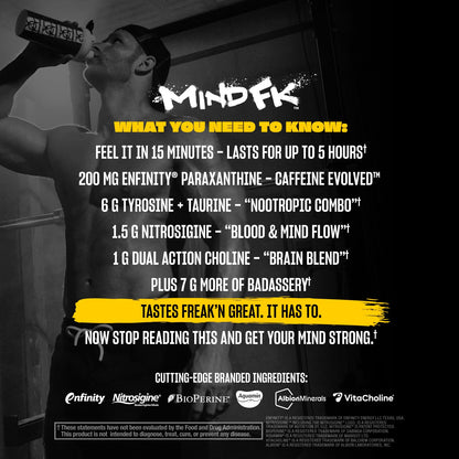 Mutant Mind FK - Epic Nootropic Pre-Workout - Brain Supplement for Mental Focus - 20 Serve - Blue Raspberry - 460g