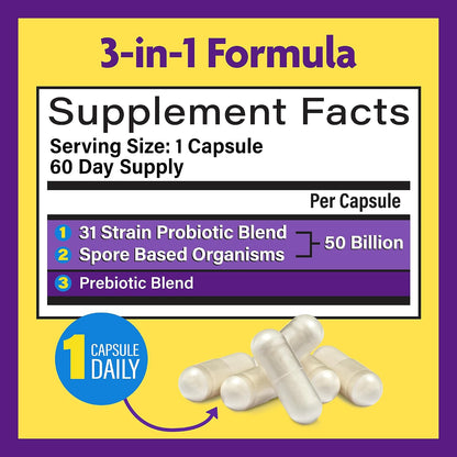 InnovixLabs Multi Strain Probiotics for Women & Men, 50 Billion CFU, 31 Probiotic Strains + Prebiotic Fiber, Helps Supports Immune & Gut Health, Non-GMO Probiotics for Digestive Health, 60-Day Supply