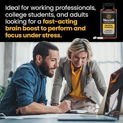 LifeSeasons NeuroQ - Quick Thinking Supplement Pills - Boosts Alertness + Supports Mental Focus - L-Theanine Caffeine L-Tyrosine & Beta-Alanine (60 Capsules)