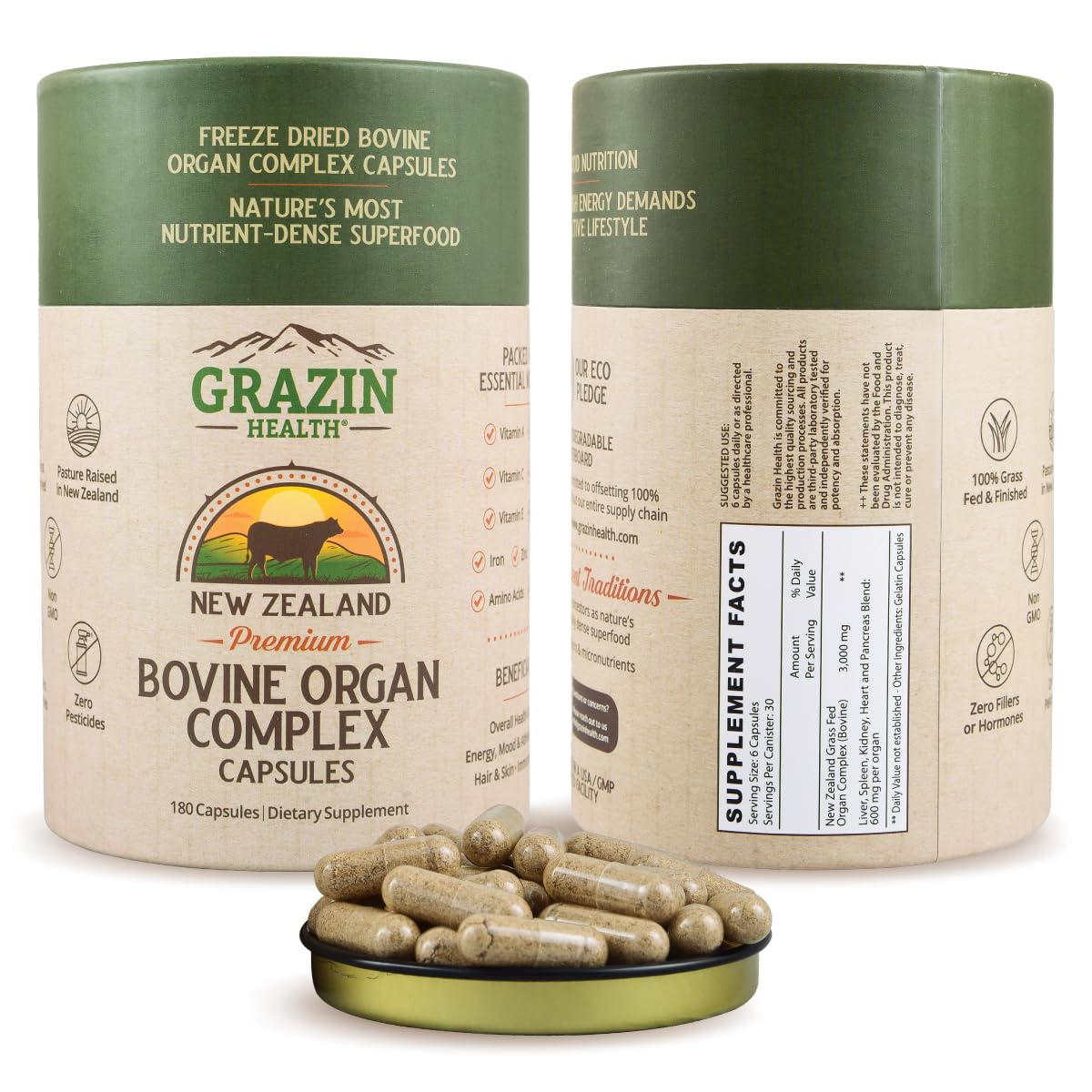 Grass Fed Beef Liver 3000mg per Serving (30 Servings) | Freeze Dried (500mg per Capsule) from New Zealand