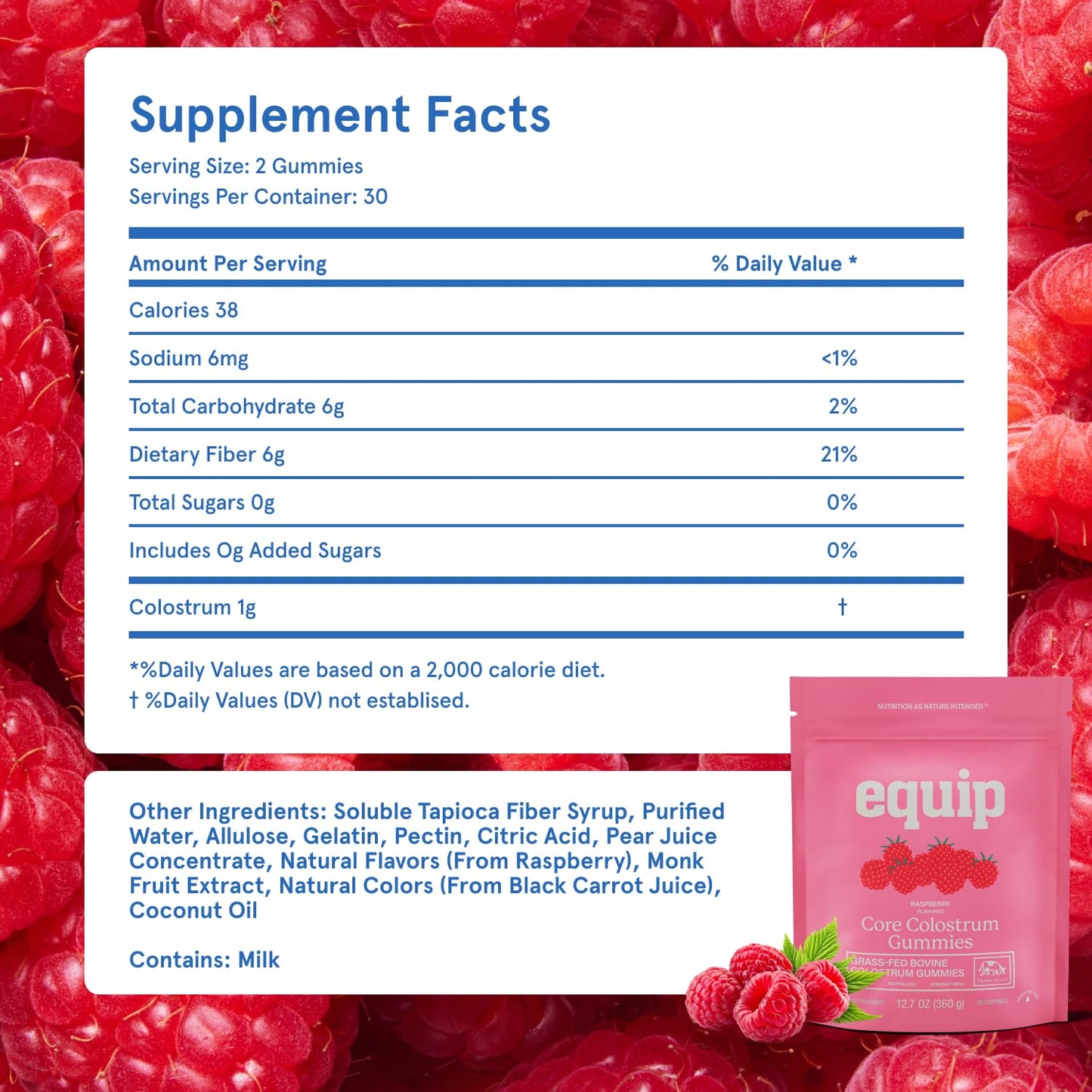 Equip Foods Core Bovine Colostrum Powder - 3,000mg Grass Fed Colostrum Supplement - Gut Health, Immunity, Recovery Lactoferrin Supplements - Keto Friendly Bovine Colostrum, 30 Servings, Unflavored