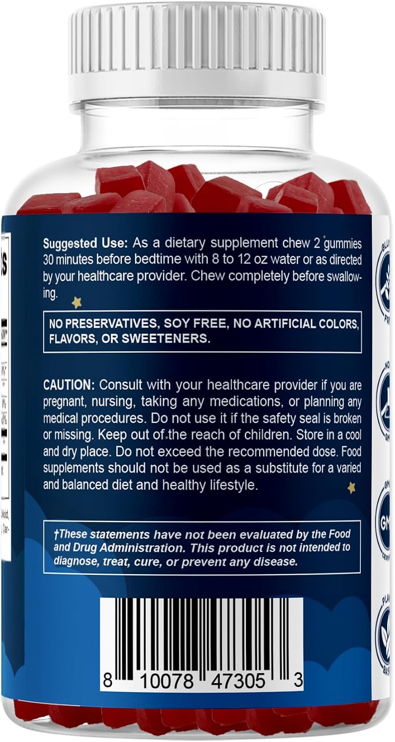 Vitamatic Sugar Free Melatonin 60 mg Per Serving - 60 Vegetarian Gummies | Non-Habit Forming High Potency Melatonin Supplement