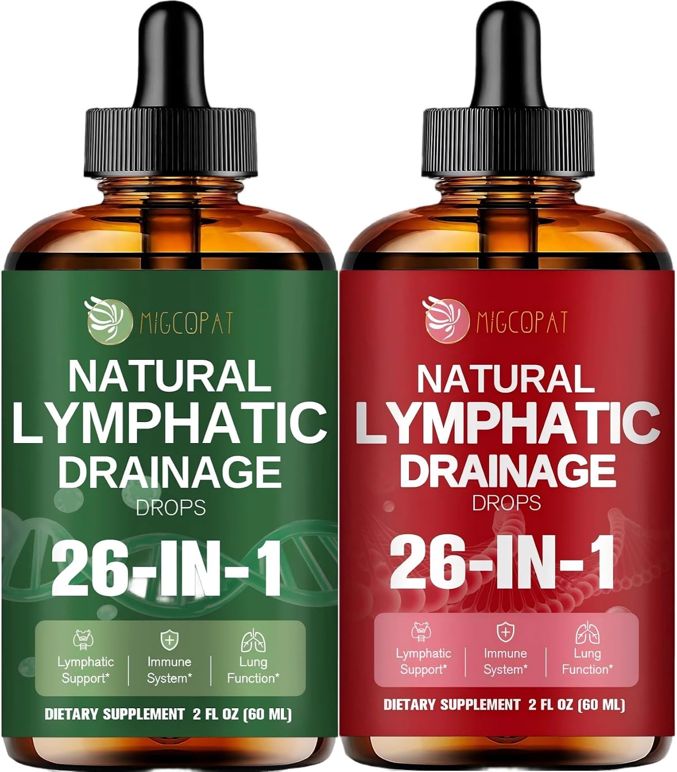 Migcopat 26-in-1 Liposomal Lymphatic Drainage Drops, Strawberry Flavor, 2 fl oz 26-in-1 Liposomal Lymphatic Drainage Drops, 2 fl oz