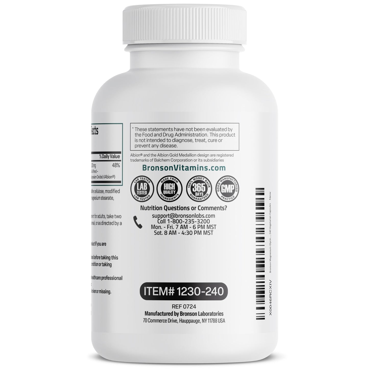 Bronson Magnesium Glycinate 200 MG Chelated High Absorption, 60 Capsules | Stress Relief, Sleep, Heart Health, Nerves, Muscles, and Metabolism Support, Vegetarian, Non-GMO, Gluten Free, Soy Free