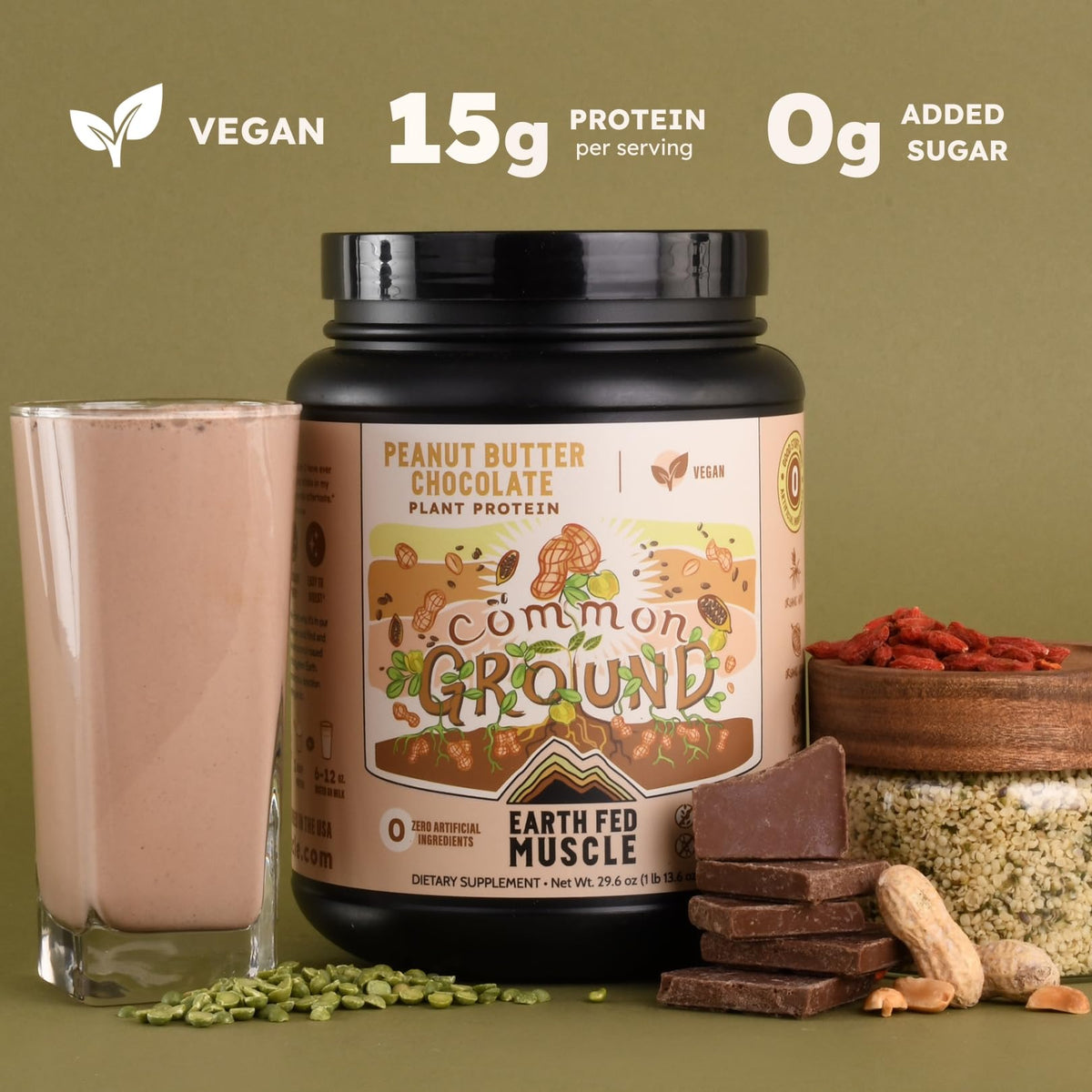 Earth Fed Muscle Organic Plant Protein Powder, Chocolate, 1.74 lb