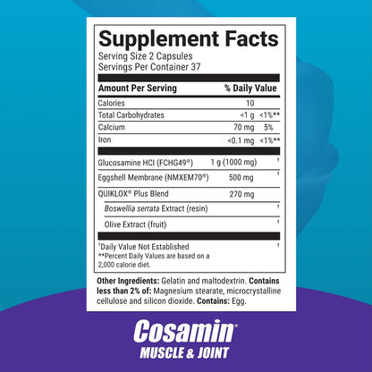 Nutramax Cosamin Muscle & Joint Health Supplement, 74 Capsules | Works to Decrease Cartilage Breakdown, Supports Joints, and Reduces Muscle Soreness to Accelerate Recovery After Exercise