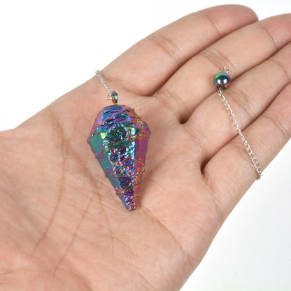 JUSTINSTONES Metallic Rainbow Coated Dragon Blood Fossil Gemstone Rock Crystal Hexagonal