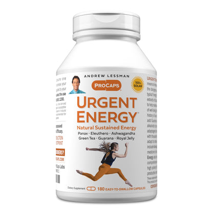 ANDREW LESSMAN Urgent Energy 60 Capsules - Provides a Safe, Healthy Means of Enhancing Energy Levels and Feelings of Well-Being, Green Tea, Guarana, Ginseng, Royal Jelly, Ashwagandha, B-Complex