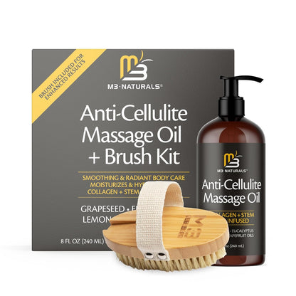 Arabica Coffee Foot Hand and Body Scrub & Anti Cellulite Massage Oil and Firm Dry Brush Kit