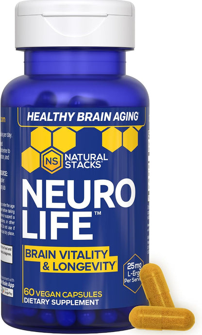 NATURAL STACKS NeuroLife & Resveratrol Supplement Bundle - Supports Longevity & Brain Aging* - 120 Total Capsules