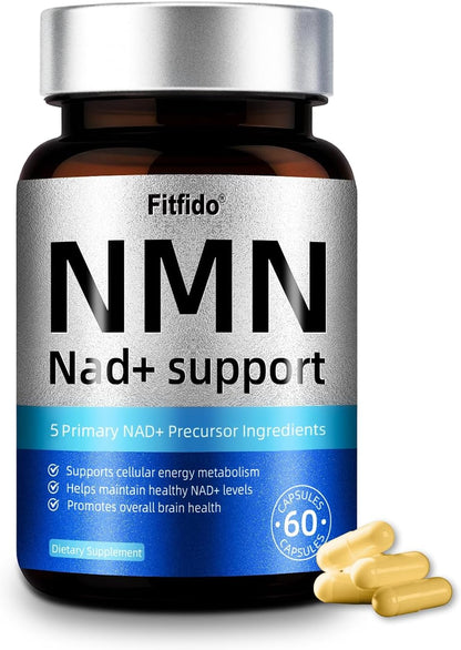 NMN 500mg Capsules, 5-in-1 with Resveratrol, TMG & CoQ10, 60 Count | Supports Cellular Energy Support, Healthy Aging Support, DNA Repair and NAD+ Production, Daily Supplement, Non-GMO