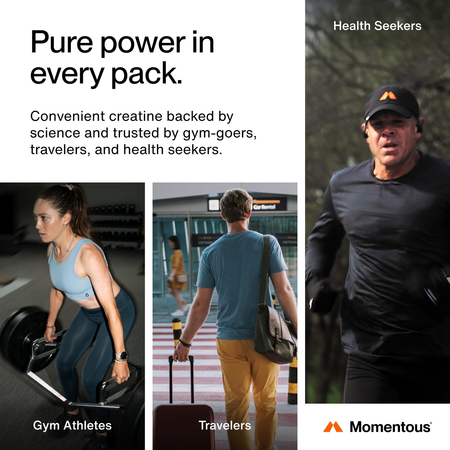 Momentous Creatine Monohydrate Powder - Creatine Powder - Supports Strength, Lean Muscle, & Recovery for Men & Women - NSF Certified for Sport - 5 g per Serving - 90 Servings