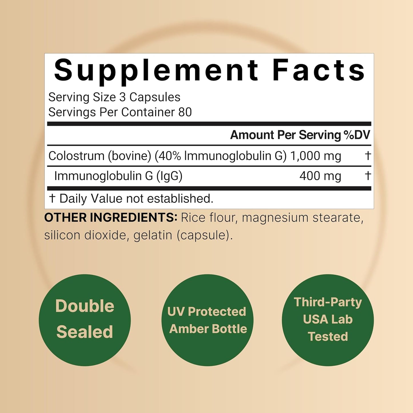 NatureBell Bovine Colostrum Supplement 1,000mg Per Serving, 240 Capsules | 40% IgG Colostrum Powder for Gut Health, Bloating, Skin, Hair & Immune Support – Non-GMO