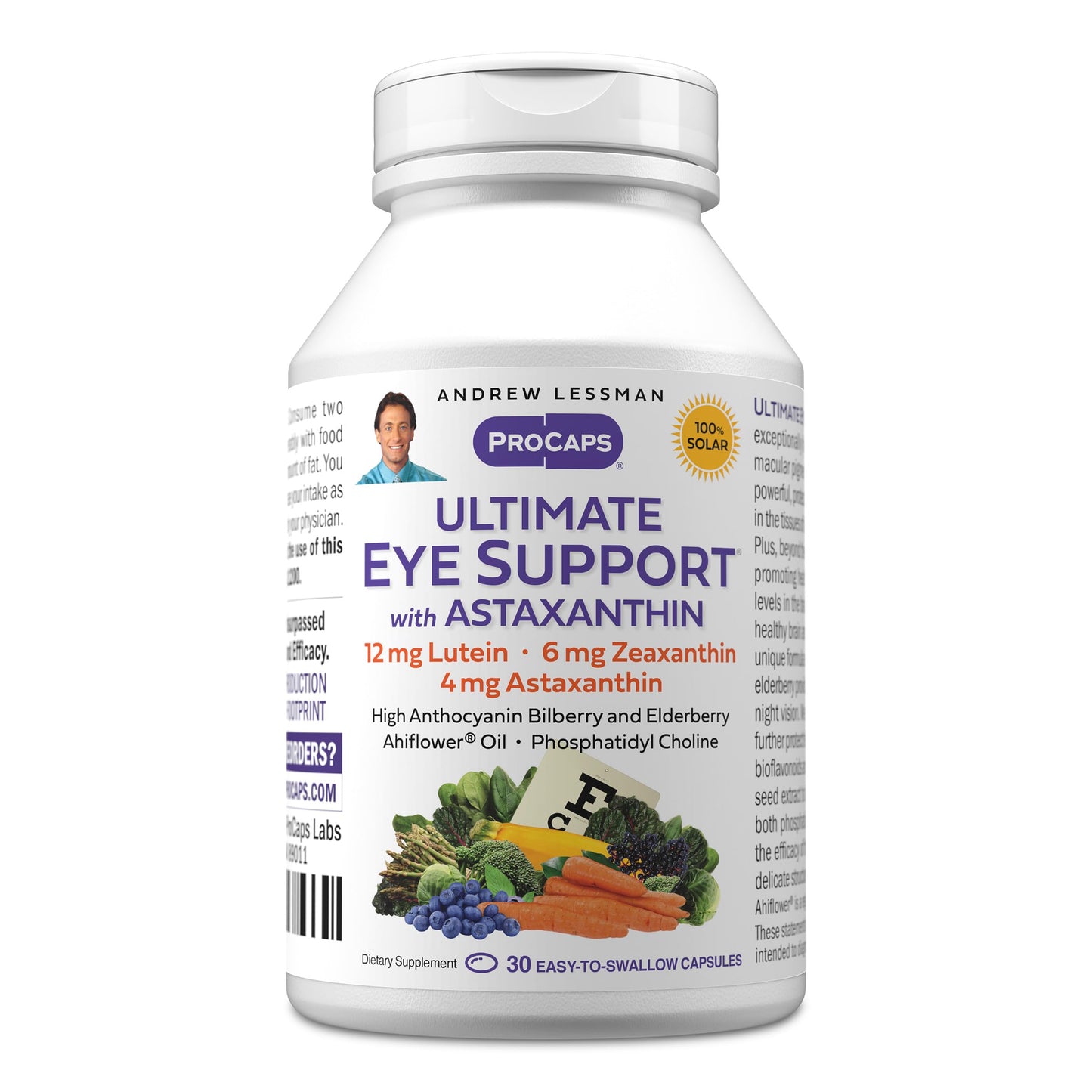 Andrew Lessman ProCaps Ultimate Eye Support with Astaxanthin 60 Softgels | Lutein, Zeaxanthin & 4 mg Astaxanthin plus Bilberry, EGCG & Ahiflower Oil for macular, retinal & vision support.