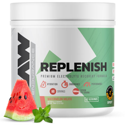 RAW Replenish, Premium Electrolytes Powder Recovery Formula, Lemon Lime (60 Servings) - Flavored Electrolyte Drink Mix Supplement for Hydration, Replenishment, Endurance & Performance Workouts