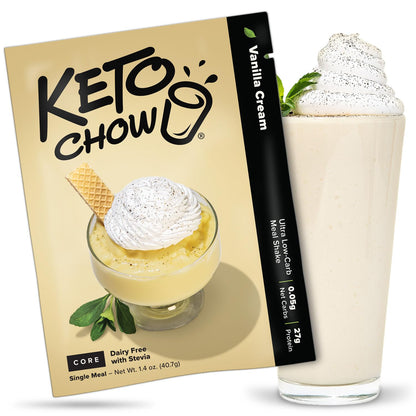 Keto Chow Chocolate CORE with Stevia Meal Replacement Shake Powder, 1 Meal
