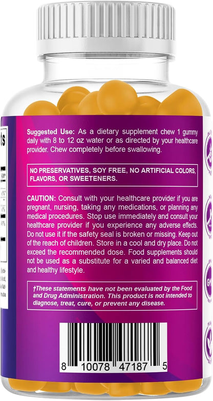 Vitamatic Sugar Free Folic Acid 1 mg Gummies 120 Count Orange Flavor | 1 mg Folic Acid, 1667 mcg DFE per gummy, Healthy cell growth, red blood cell formation, Gluten Free, Non GMO