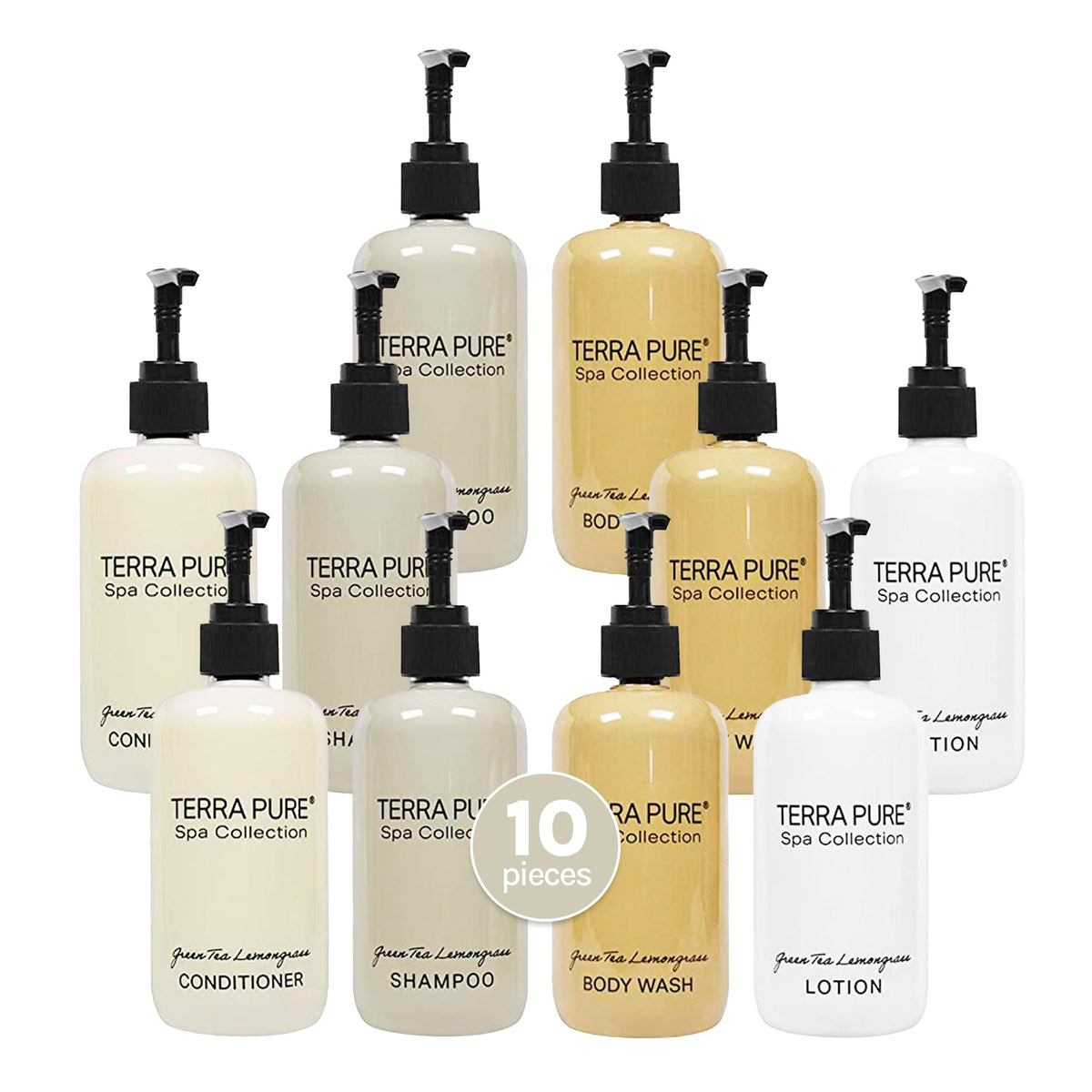 Terra Pure Spa Collection 10 Piece Ecobox All-In-Kit | Green Tea Lemongrass Soap 