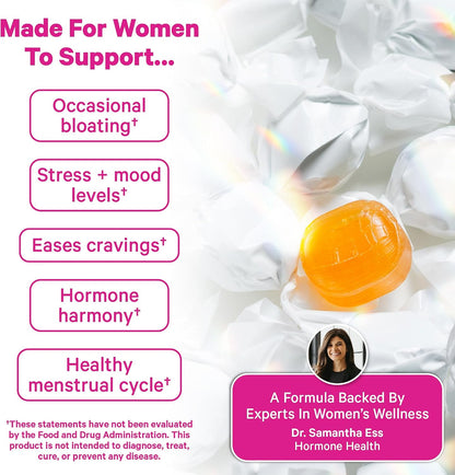 Pink Stork Organic PMS Support Sweets for Teens and Women - Simple & Natural Ingredients Vitamin B6 and Peppermint - Period, Digestion, Bloating, Mood Swings - 30 Drops