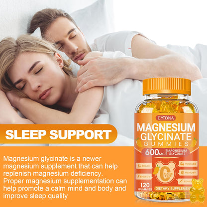 Magnesium Glycinate Gummies 600mg, Sugar Free Magnesium Gummies for Adults