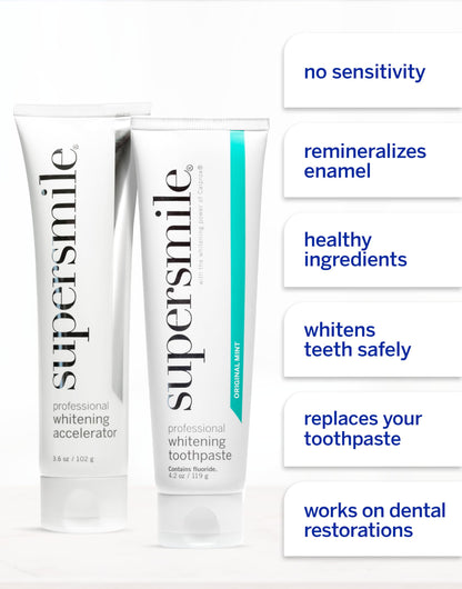 Supersmile Whitening System, Toothpaste + Accelerator, Original Mint