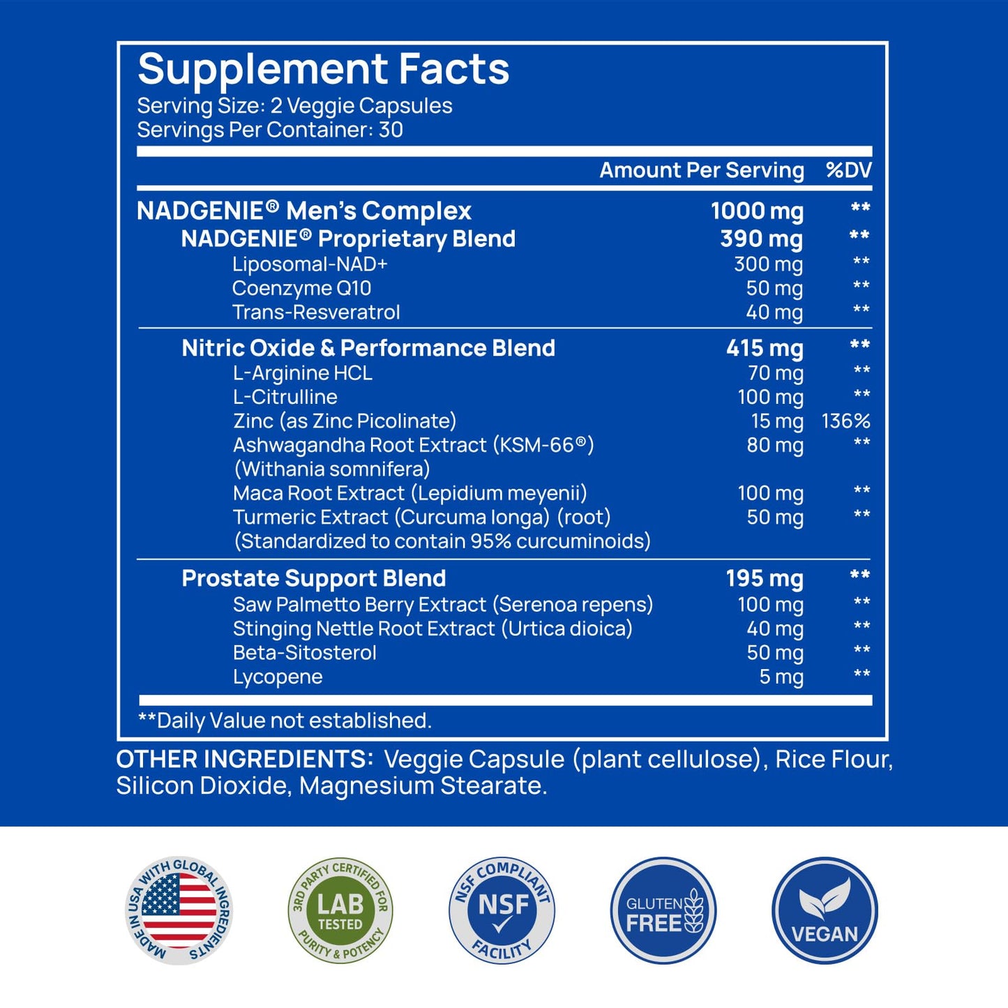 NAD Supplement for Men – Liposomal NAD+ NMN Alternative Nitric Oxide Prostate Health Supplements with Resveratrol, CoQ10, L Citrulline and Lycopene for Anti-Aging & Cellular Energy Support 60 Capsules