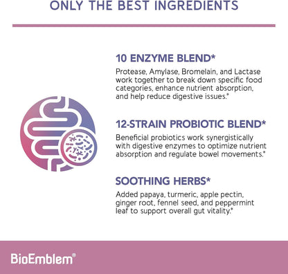 BioEmblem Triple Magnesium Complex & Digestive Enzymes for Muscles, Nerves, & Energ & Nutrient Absorption & Digestive Support