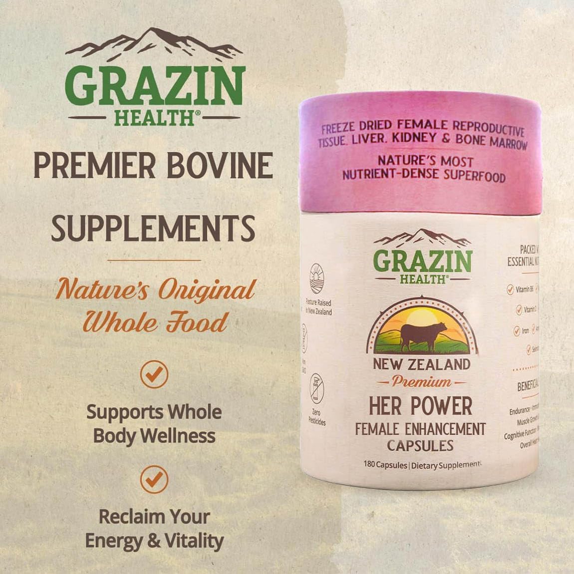 Bovine Organ Complex 3000mg per Serving (30 Servings) | Pancreas, Liver, Spleen, Kidney, Heart (600 Mg per Organ per Capsule) Grass Fed