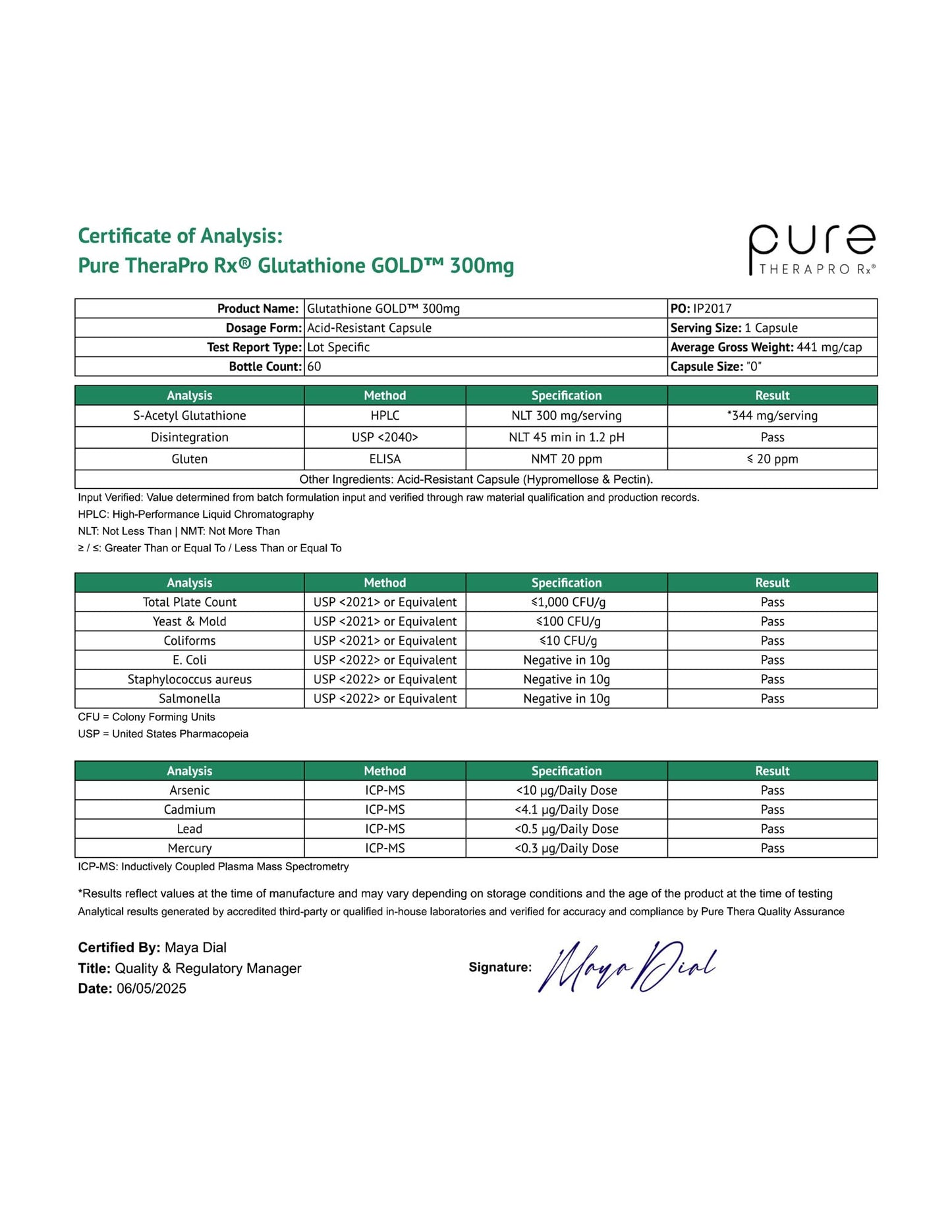 Pure Therapro Rx S-Acetyl Glutathione Gold, Extra-Strength | Patented Acetylated Form of Glutathione (EMOTHION) from Italy | Pharmaceutical Grade | Zero Fillers (60 Capsules (300mg))