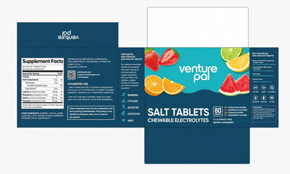 Venture Pal Chewable Electrolyte Tablets, 80 Count, Fast-Dissolve, Variety | Sugar Free Stick Salt Tablets, Gluten Free, Variety Pack for Rapid Hydration, Hiking, Outdoor Running, Keto & Vegan Friendly