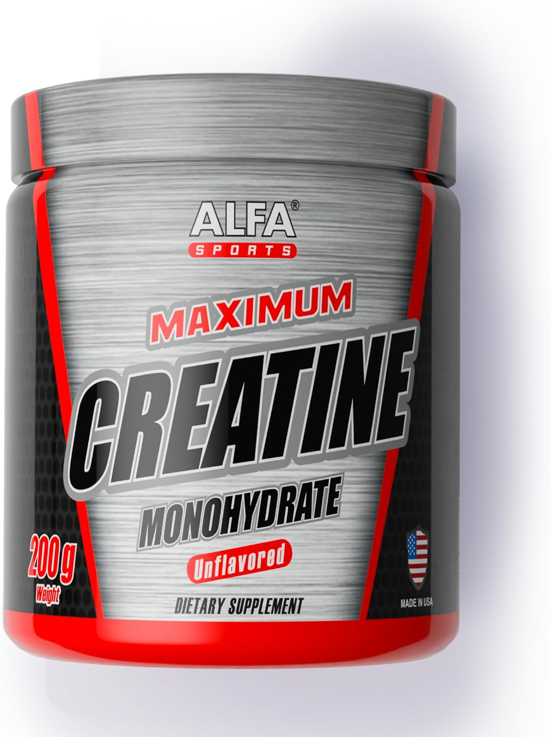 Alfa Sports Creatine Powder Formula – Unflavored, Pure Creatine Supplement for Active Lifestyles, 200g Jar