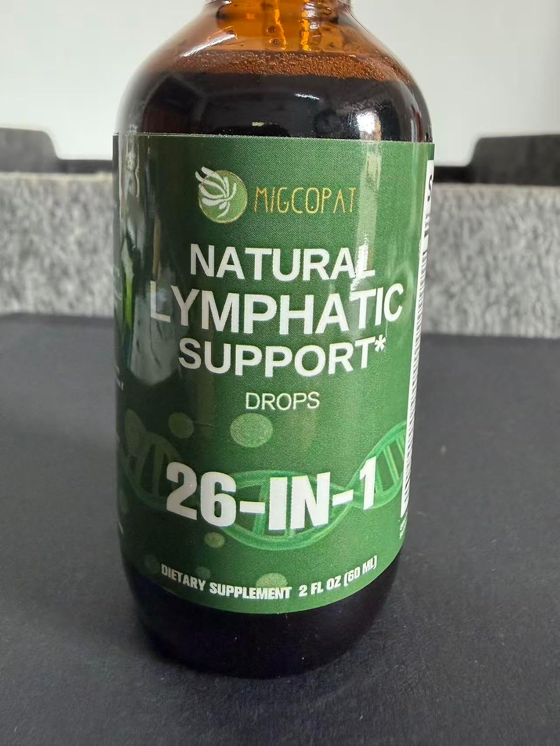 Migcopat26-in-1 Liposomal Lymphatic Drainage Drops with Turmeric, Echinacea | Vitamins, Dandelion, Zeolite, Vegan, Alcohol-Free, Raspberry Flavor, 2 fl oz