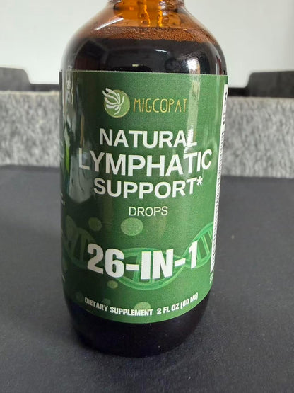 Migcopat26-in-1 Liposomal Lymphatic Drainage Drops with Turmeric, Echinacea | Vitamins, Dandelion, Zeolite, Vegan, Alcohol-Free, Raspberry Flavor, 2 fl oz