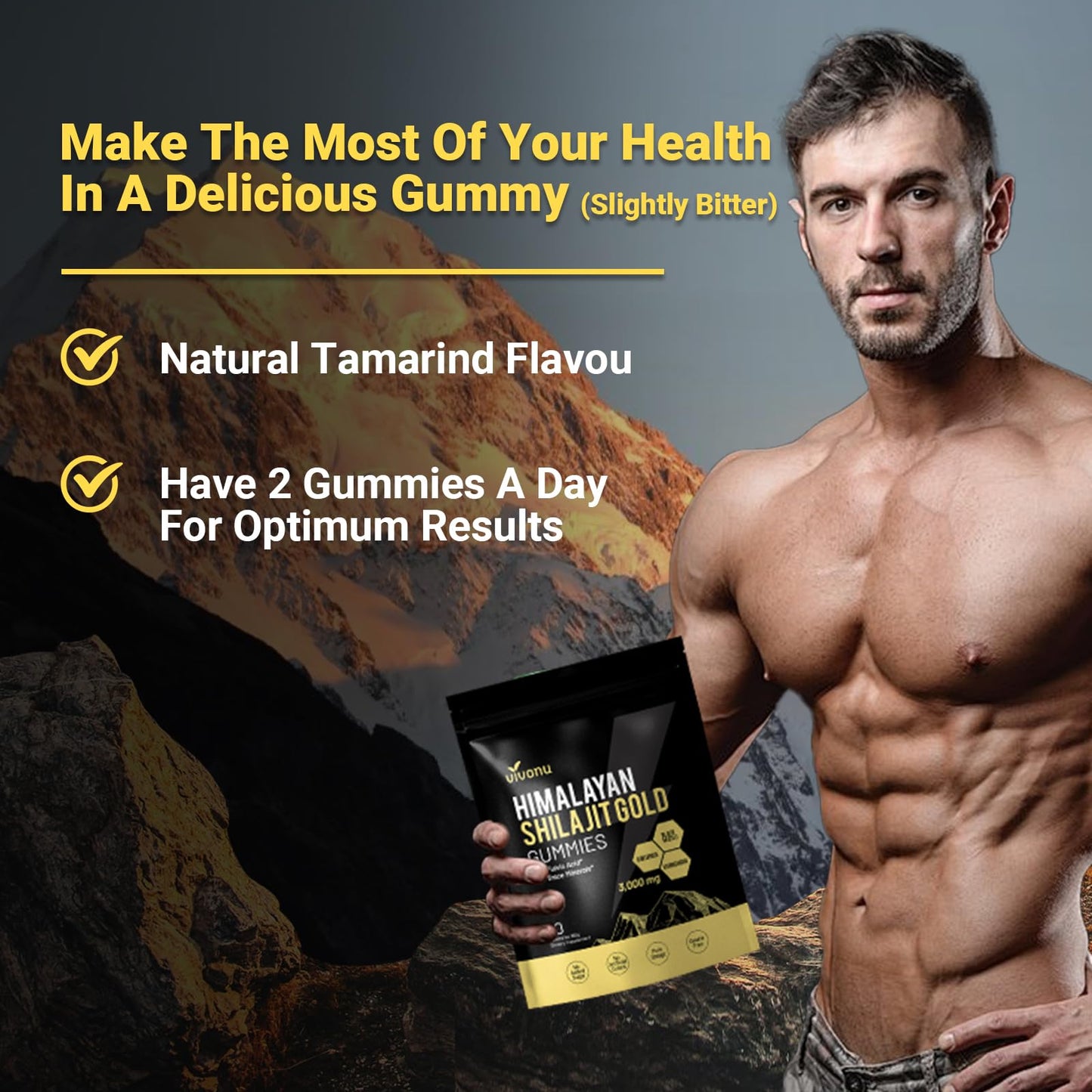 VivoNu Shilajit* Gummies,Pure Himalayan* micronutrient Supplement, Himalayan Premium Ingredient with Shilajit, Ashwagandha, Gokshura, Fulvic Acid & 85+ Trace Minerals I for Men & Women (4000MG/1 Bag)