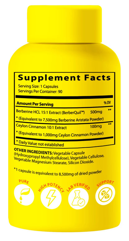 BioImmune Berberine Supplement Synergistically Enhanced Potency, Ceylon Cinnamon for Enhanced Absorption & Synergistic Effects for Healthy Levels