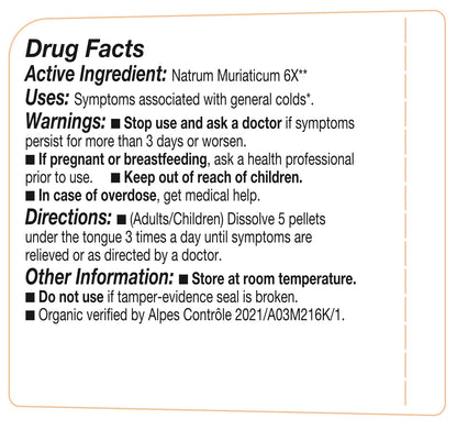 OLLOIS Natrum Muriaticum 6X, Cell Salt #9, Lactose-Free, Organic & Vegan, Kosher Certified